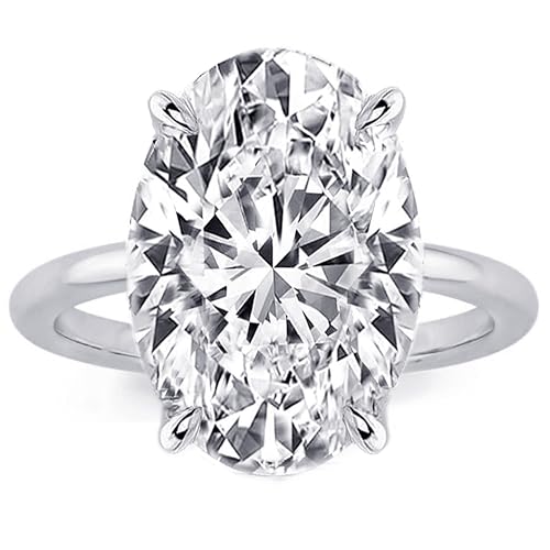 8CT Big Oval Engagement Ring,Oval Cut Rings for Women,D-Color VVS Big CZ Promise Ring in S925 Sterling Silver