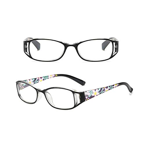 DLLY Lunettes De Lecture,Anti-Lumière Bleue,avec De Beaux Motifs,pour Femmes pour Lire des Magazines,Regarder Télévision,Loupe Ultra-Légères,Confortables,Anti-Radiations,Noir,+1.50 Cover
