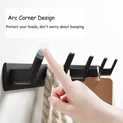 Gxfctys Coat Rack Wall Mount, Modern Wall Hooks For Hanging Coat Clothes Hats Bags With 4 Hooks, Space Aluminum Black Towel Rack For Kitchen Entryway Bathroom Bedroom (Style 2) #TOP1