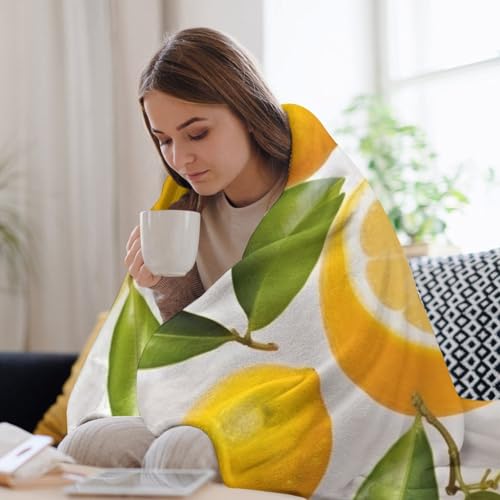 Couverture en flanelle 152x203 cm citron pour lit et canapé - 8