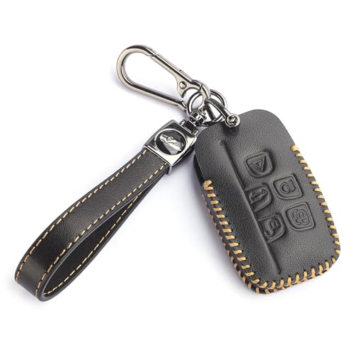 for Land Rover Jaguar Key Fob Cover with Keychain, Leather