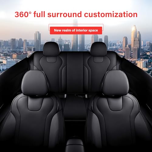 Image of AOMSAZTO Seat Covers for Hyundai Elantra 2021 2022 2023 2024 2025 2026 | SE SEL /SEL Sport & 2021-2026 Hybrid Blue Customized Faux Leather Car Seat Cover-Full Set Black