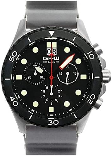 German Military Titanium GPW Mission Chronograph. Big Date. 100M W/R. Sapphire Crystal. Gray Rubber Field Strap.