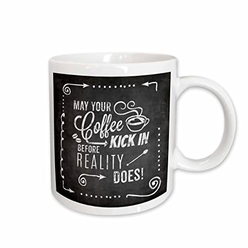 3dRose Chalkboard typography sign hand lettering coffee quote 15oz Mug