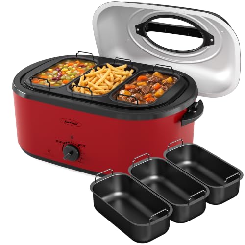 Image of SUNVIVI Roaster Oven 26QT with 3 Buffet Server for Whole Turkey Up To 28LB