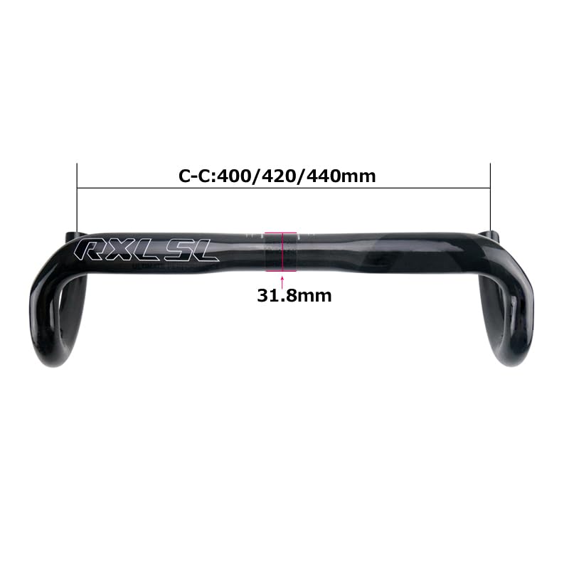 Guidon De Vélo Carbone UD Mat 31,8 Mm (400-440 Mm) Avec Potence - Neuf