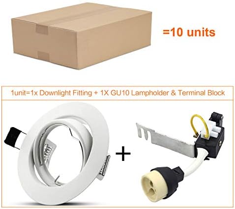HiBay 10 Packs Modern LED GU10 Downlights Recessed Ceiling Lights Round White Chrome Minimalist Spotlight Fittings 240V