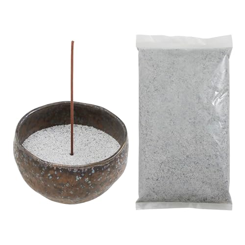 Asayu Japan Kit Portaincenso con Cenere d'Incenso Grigia, Fatto in Giappone, Ciotola in Ceramica per Portaincenso Giapponese e Sabbia per Bruciare - Kit Portaincenso (50g Cenere)