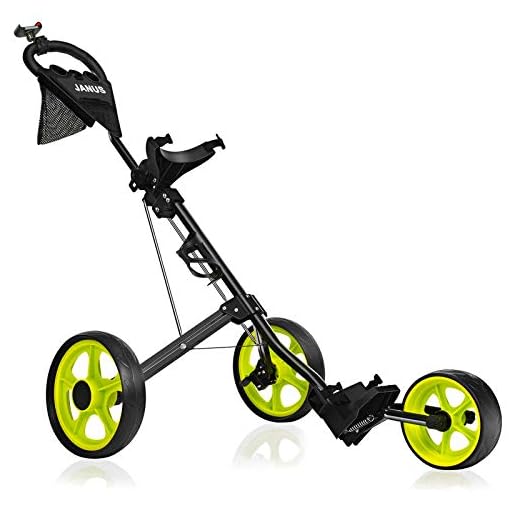 JANUS Golf Push Cart, Golf cart for Golf Clubs, Golf Pull cart for Golf Bag, Golf Push carts 3 Wheel Folding, Golf Accessories for Men Women/Kids Practice and Game
