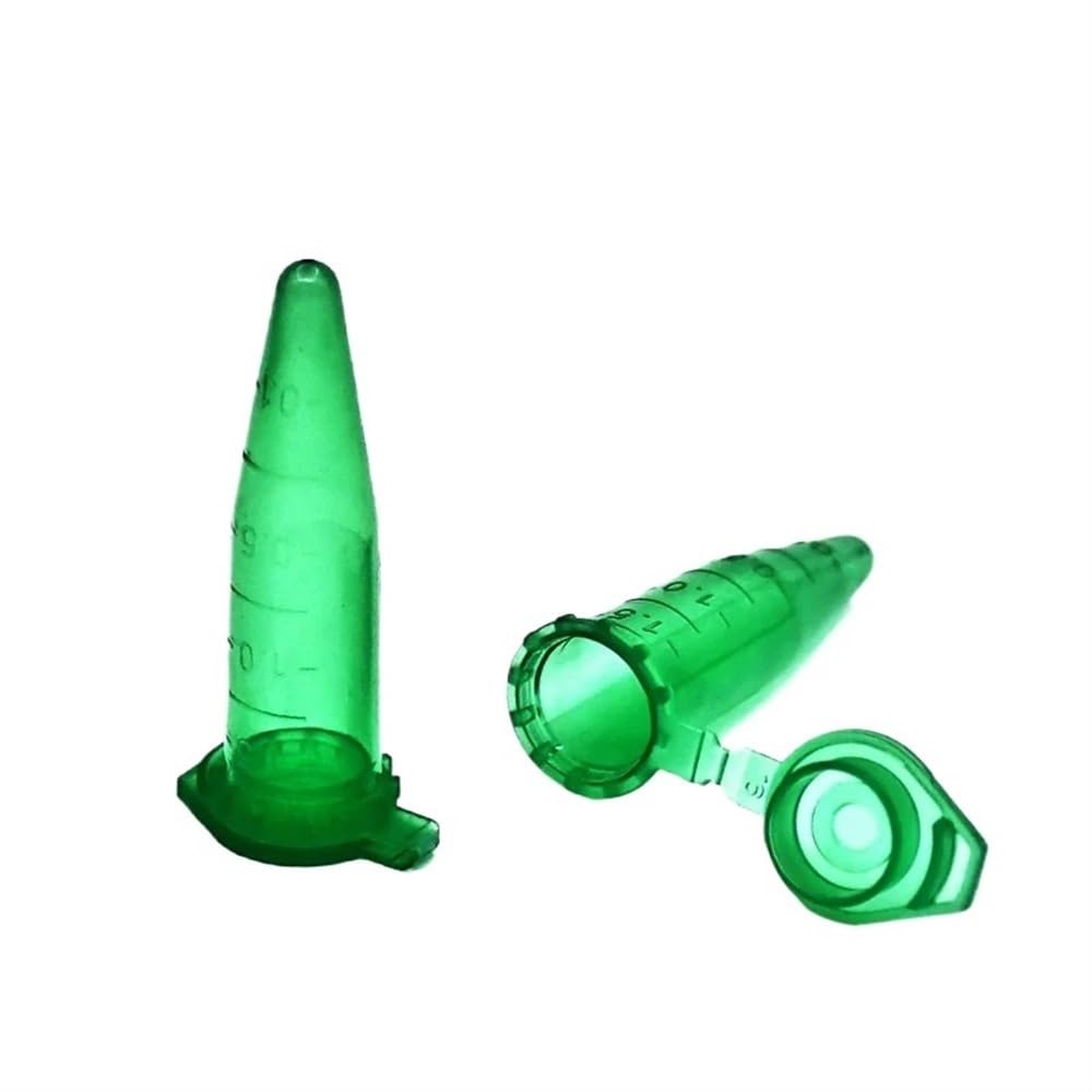 Yinxi 500 Uds Tubo de centrífuga de microtubos 1,5 ml Tubo de PCR centrífugo de Laboratorio Punta Inferior Escala de Color Verde Cubierta Cerrada
