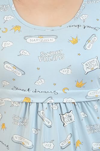 Image of Fabme Women's Full Length Printed Pre and Post Pregnancy Pure Cotton Nursing Nightdress Nighty