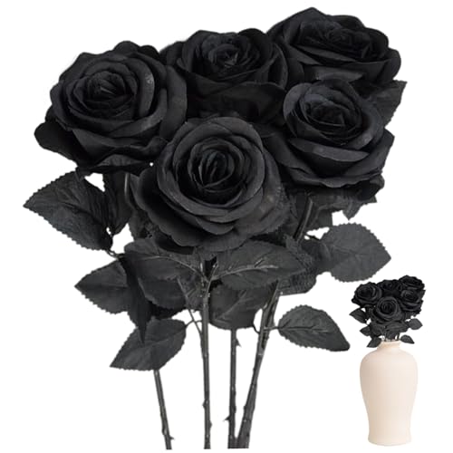 Rosas negras artificiales de aspecto real para centros de mesa de salon 4