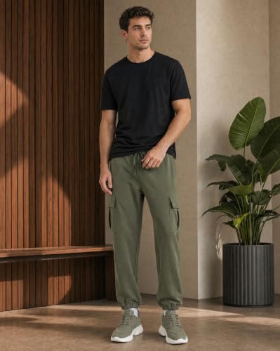 Image of Nobero Joggers for Men | Oversized Fit | Elasticated Waist with Drawcord | Soft & Breathable Fabric | Loose Track Pants | Casual & Streetwear