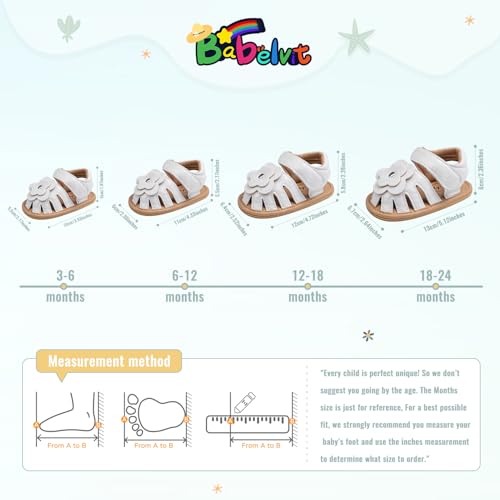 Image of Babelvit Infant Baby Girl Boy Sandals Comfort Premium Summer Outdoor Casual Beach Shoes with Flower Bowknot Anti Slip Rubber Sole Newborn Toddler Prewalker First Walking Shoes