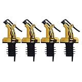 Photo Gallery doitool set da 4 ugelli versatori per bottiglia di olio dorati a pressione beccucci per bottiglie di aceto e vino da cucina chiusura ermetica design a spirale per uso in cucina e feste