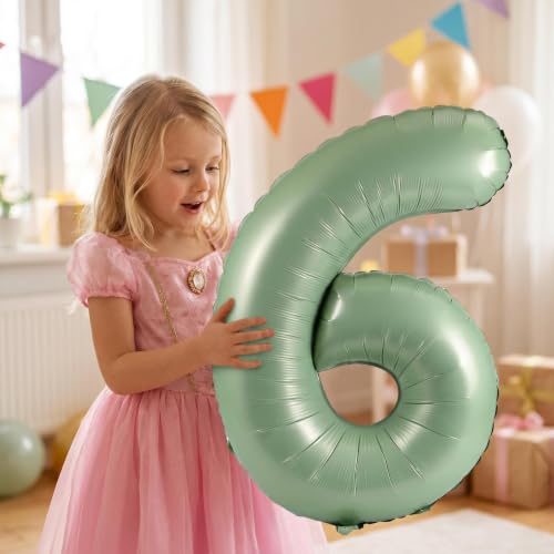 Image of YPSelected 32 Inch Large Foil Helium Number Balloon Birthday Wedding Party 0-9 (Olive Green, 6)