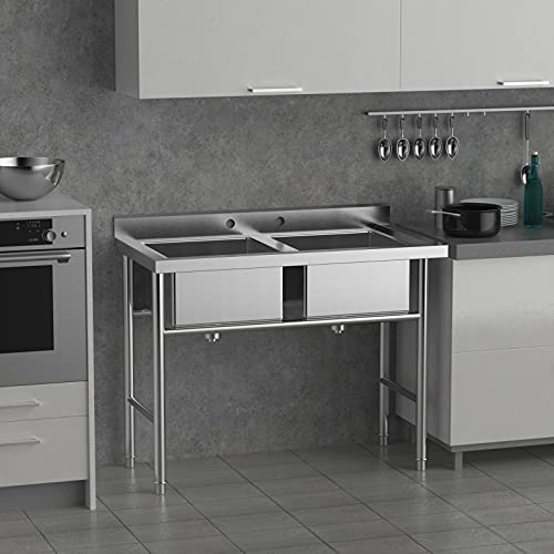 Bonnlo-Commercial-304-Stainless-Steel-Sink-2-Compartment-Free-Standing-Utility-Sink-for-Garage-Restaurant-Kitchen-Laundry-Room-Outdoor-358-W-x-213-D-x-40-H Bonnlo Commercial 304 Stainless Steel Sink 2 Compartment Free Standing Utility Sink for Garage Restaurant Kitchen Laundry Room Outdoor 358 W x 213 D x 40 H