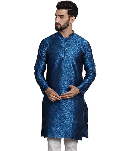 Image of SOJANYA Men's Silk Blend Kurta with Paisley Design
