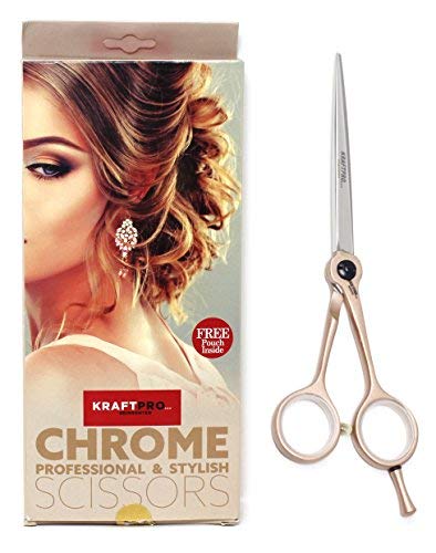 kraftpro reinvented 5.5 professional salon barber scissors hair cutting scissor with pouch/screw cleaning cloth & oil unisex,, multicolor