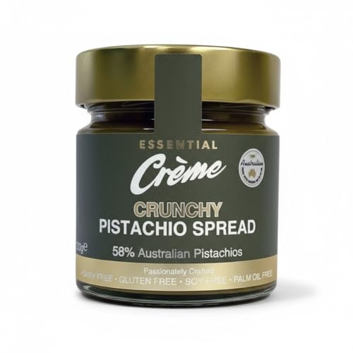 Essential Crème Premium Pistachio Spread | Crunchy | Made from 58% Australian Pistachio and Australian Olive Oil | 225g