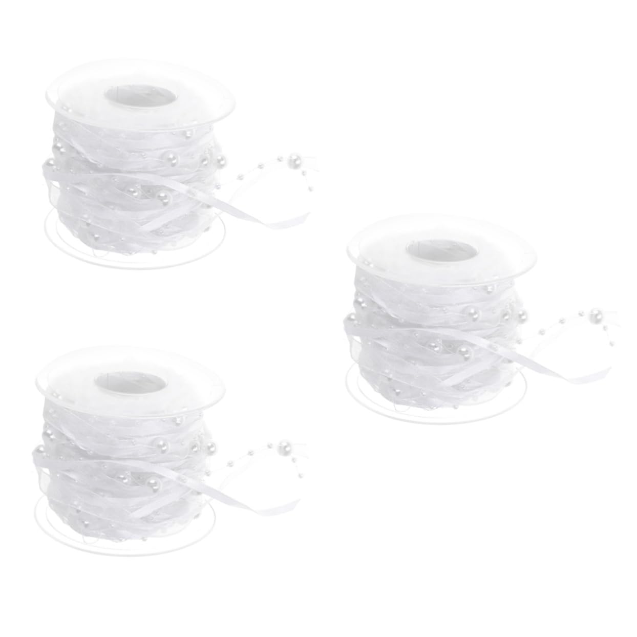 VILLCASE 3rollen Kreatives Brautstrauß-band Aus Perlen Und Satin Dekorative Hochzeits-webbing Für -partybedarf Weiß Wiederverwendbar Für Festliche Anlässe Und