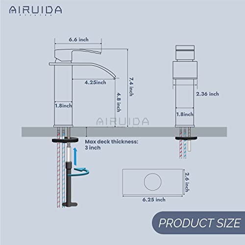 Airuida Chrome Polish Waterfall Spout Bathroom Faucet Single Handle Single Hole Bathroom Sink Faucet 1 Or 3 Holes Rv Lavatory Vanity Faucet Basin Mixer Tap With Deck Plate And Supply Lines #TOP5