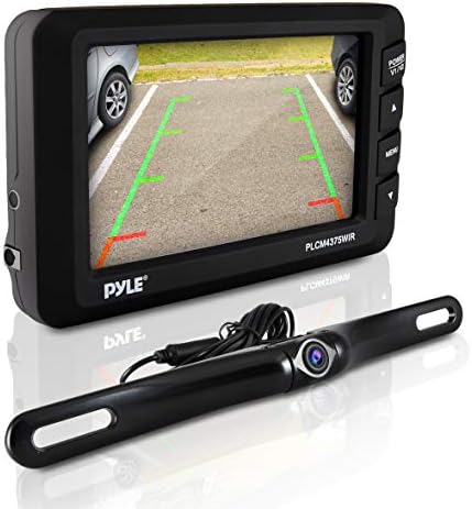Pyle Wireless Rear View Backup Camera - Car Parking Rearview Monitor System and Reverse Safety w/Distance Scale Lines, Waterproof, Night Vision, 4.3” LCD Screen, Video Color Display for Vehicles