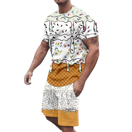 Costume d'été décontracté ample en coton imprimé floral pour homme