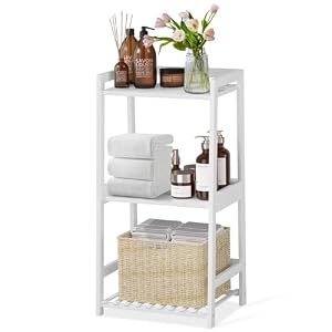 3 Tier Bamboo Bathroom Shelves, Ladder Shelf for Storage, Rustic Home Organizer, Space-Saving Design, Stylish Display Nightstand, Stylish Storage Solution for Home, Living Room, Kitchen