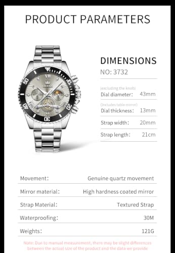 Image of OLEVS Watches for Men Luxury Dress Diamond Day Date Chronograph Watch Stainless Steel Business Waterproof Luminous Gift Mens Wrist Watch