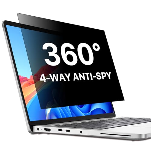 Image of STARY 360° Laptop Privacy Screen 14 Inch Removable, 16:10 Aspect Ratio Anti Spy Blue Light Glare 4-Way Laptop Privacy Shield for Dell/Hp/Acer/Lenovo/ThinkPad/Samsung/Asus/Sony