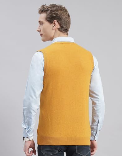 Image of Monte Carlo Off White Solid V Neck Sweater | Warm Woolen Pullover for Men | Soft Comfortable Knitted Winter Wear Sweater for Men's