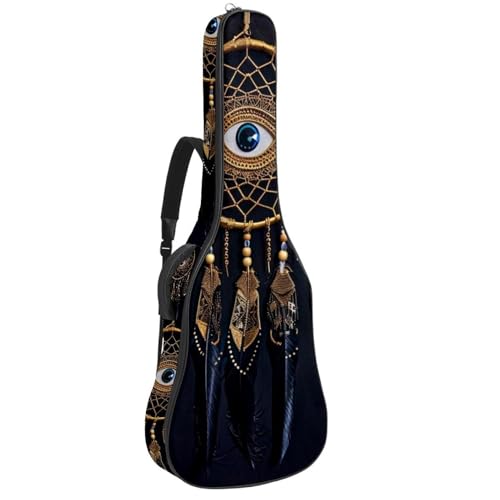 Housse guitare acoustique 104 cm rembourrée avec motif filigrane doré et double bandoulière