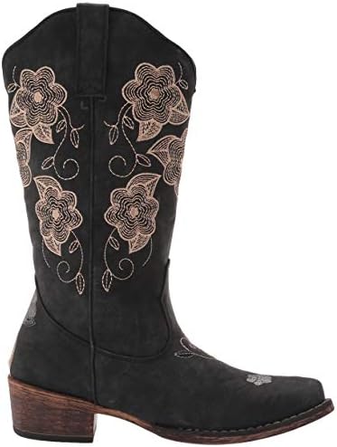 Roper Womens Riley Flowers Boot, Black, 10.5 | Image 5