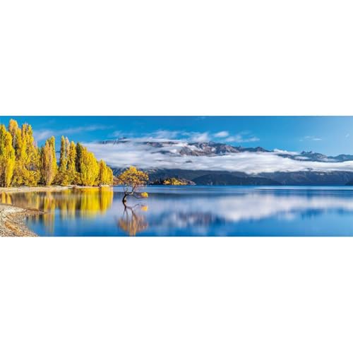 Clementoni - Puzzle pour Adultes 1000 Pièces, Panorama HQC Wanaka'S Golden Reflections Compact Fabriqué en Italie, 39942