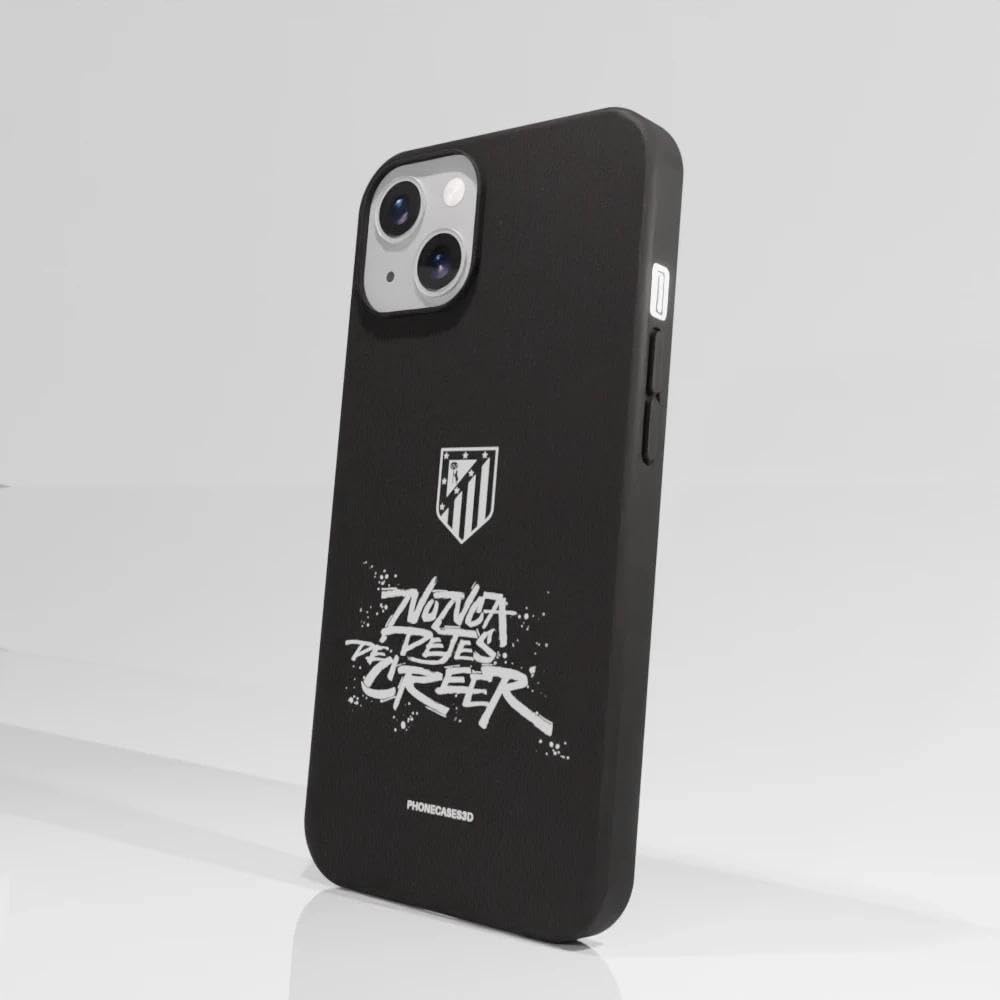 Funda Móvil para Apple iPhone 13 Atlético de Madrid – NDDC Slogan – Diseño ergonómico – Protección Ligera y Resistente para móvil – Negro