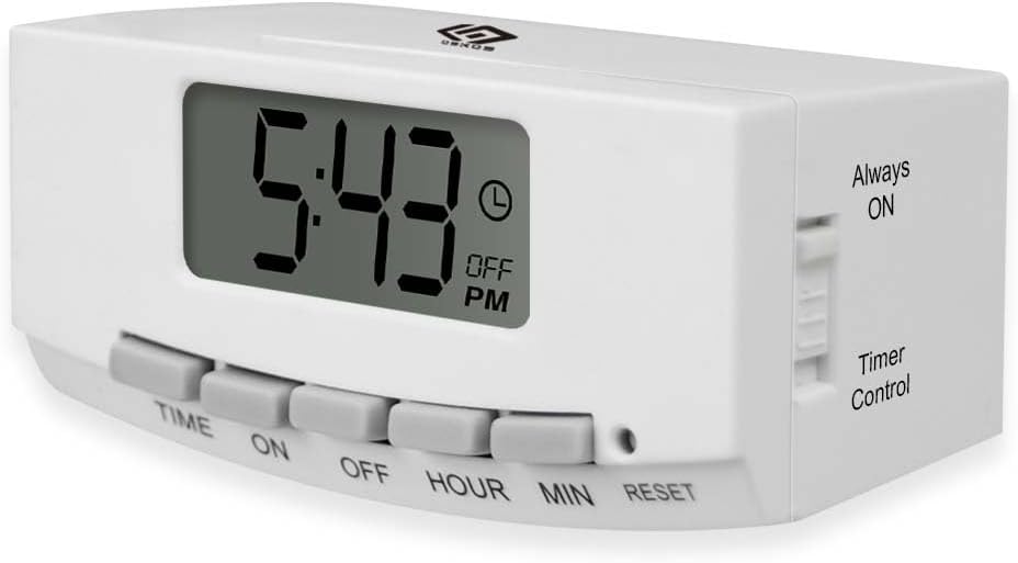 OSKOS 2-Pack Indoor 24-Hour Programmable Indoor Digital Timer with Polarized Plug and Large Screen, Plug-in Outlet Timer for Lights, Lamps, and Fans, 15A/1875W, UL Listed