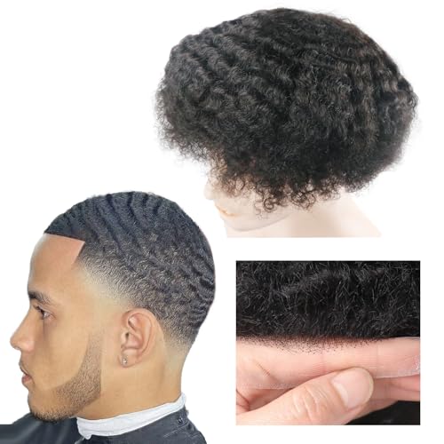 lumeng Male Afro Curly Toupee Mens Wig Weave 12mm Wave