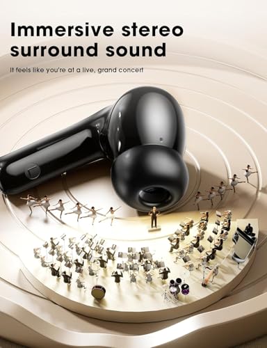 Image of Wireless Earbuds, Hi-Fi Deep Bass Ear Buds, 48H Playtime In-Ear Headphones | 2 Mics for Clear Calls, LED Display, IPX7 Waterproof, Touch Control, Lightweight Bluetooth Earphones for iPhone /Android /TV