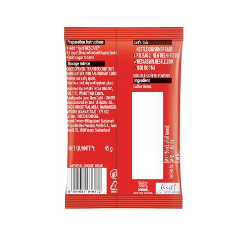 Image of NESCAFE Classic Instant Coffee Powder | Great start to your morning | 100% Pure Coffee | 45g Pouch