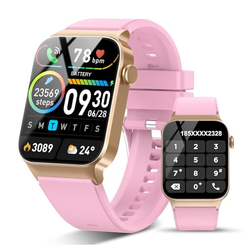 VKROBAG Reloj Inteligente Hombre Mujer, 1.85" HD Smartwatch con Llamadas Bluetooth, Monitor de Ritmo Cardíaco y Sueño, Impermeable IP68, 110+ Modos Deportivos Pulsera Actividad iOS Android, Rosa