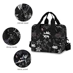 Goth Bat Flower Insulated Lunch Bag Reusable Lunch Tote Bag Cooler Bag - Image 5
