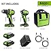 Greenworks 24V Cordless Brushless 400 in-lbs Drill/Driver+1950 in-lbs Impact Driver Combo,High Torque, Lightweight, (2) 2.0Ah USB-C Batteries(12,000mAh Power Bank) and 65W USB-C Fast Charger(3-Port)