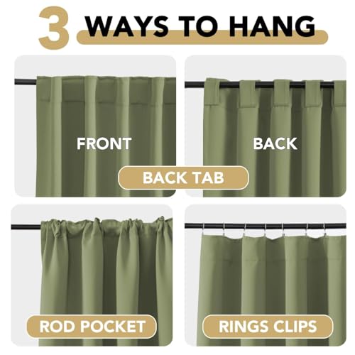 Image of H.VERSAILTEX Blackout Curtains for Living Room Thermal Insulated Window Treatment Panels Room Darkening Blackout Drapes Back Tab /Rod Pocket Bedroom Draperies, 52 x 90 Inch, Sage, 2 Panels