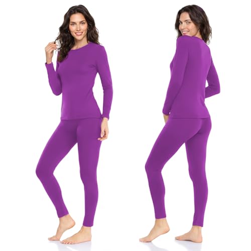 Image of WEERTI Thermal Underwear for Women Long Johns with Fleece Lined Long Underwear Set Cold Weather Pajamas Top Bottom
