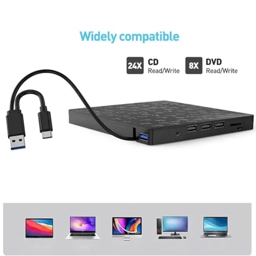 Lecteur DVD noir et graveur de CD/DVD externe multifonction PC