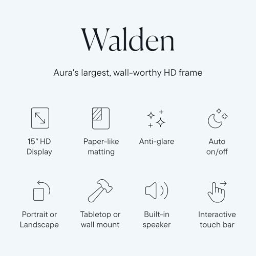 Image of Aura Walden 15 inch WiFi Digital Picture Frame | Wirecutter's Best Digital Frame for Gifting | Send Photos from Your Phone | Quick, Easy Setup in Aura App | Free Unlimited Storage | White Clay