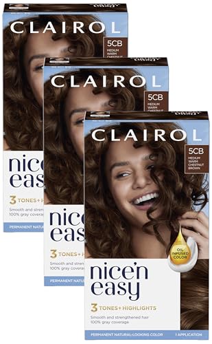 Clairol Nice'n Easy Permanent Hair Dye, 5CB Medium Warm Chestnut ...