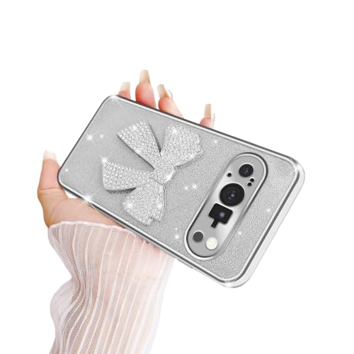 Coque paillettes Google Pixel 10 Pro en TPU souple antichoc avec sangle argentée de transport