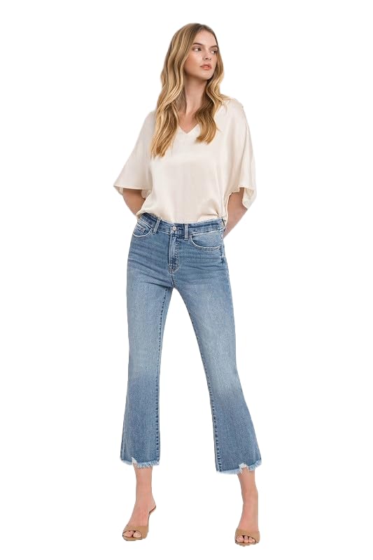 Flying Monkey Vervet Women's High Rise Crop Flare Jeans (US, Waist, 30, Regular, Merciful)